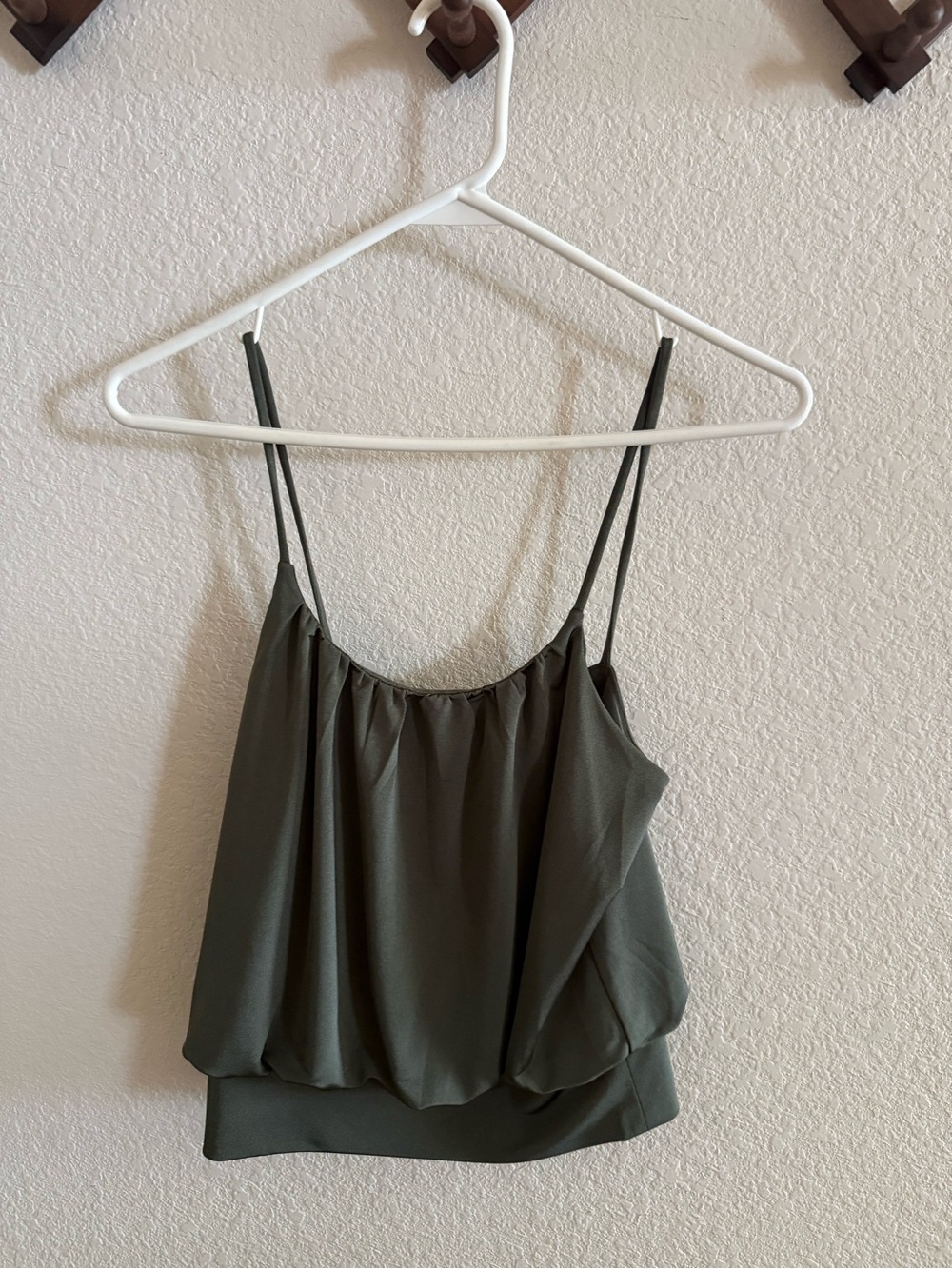 Express Olive Green Spaghetti Strap Blouson Camisole